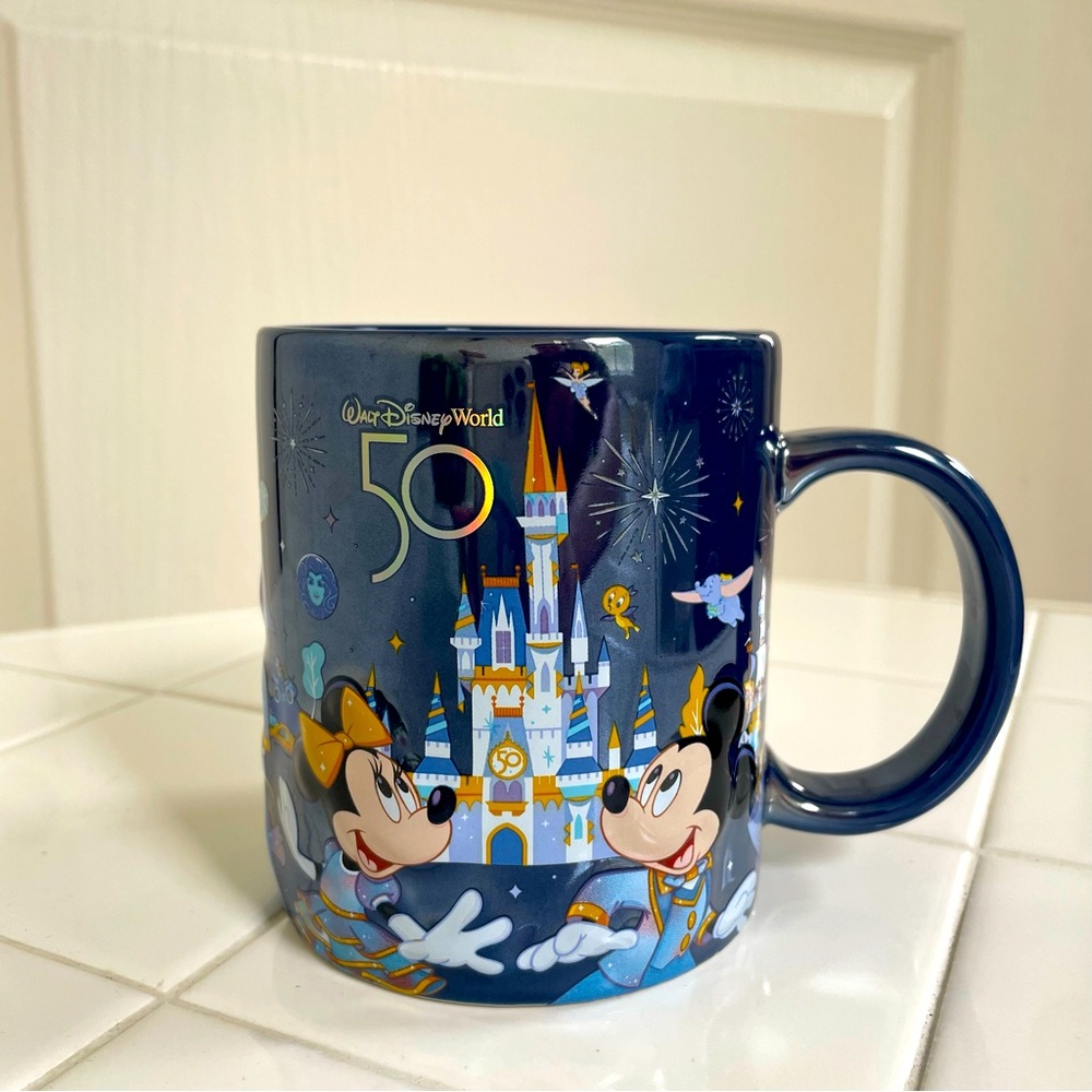 NWT Mickey & Friends Walt Disney World Park 50th Anniversary Blue Mug Limited